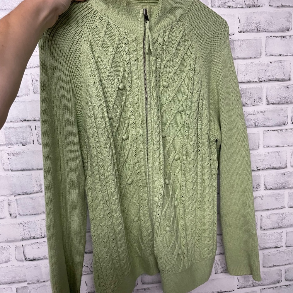 Croft & Barrow Light Green Cable Knit Cardigan